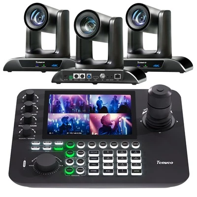 3 Adet 30X Zoom 4K PTZ Konferans Kamerası AI Otomatik Takip USB+HDMI+SDI+LAN POE Ve KB300PRO IP PTZ Kamera Joystick Denetleyici